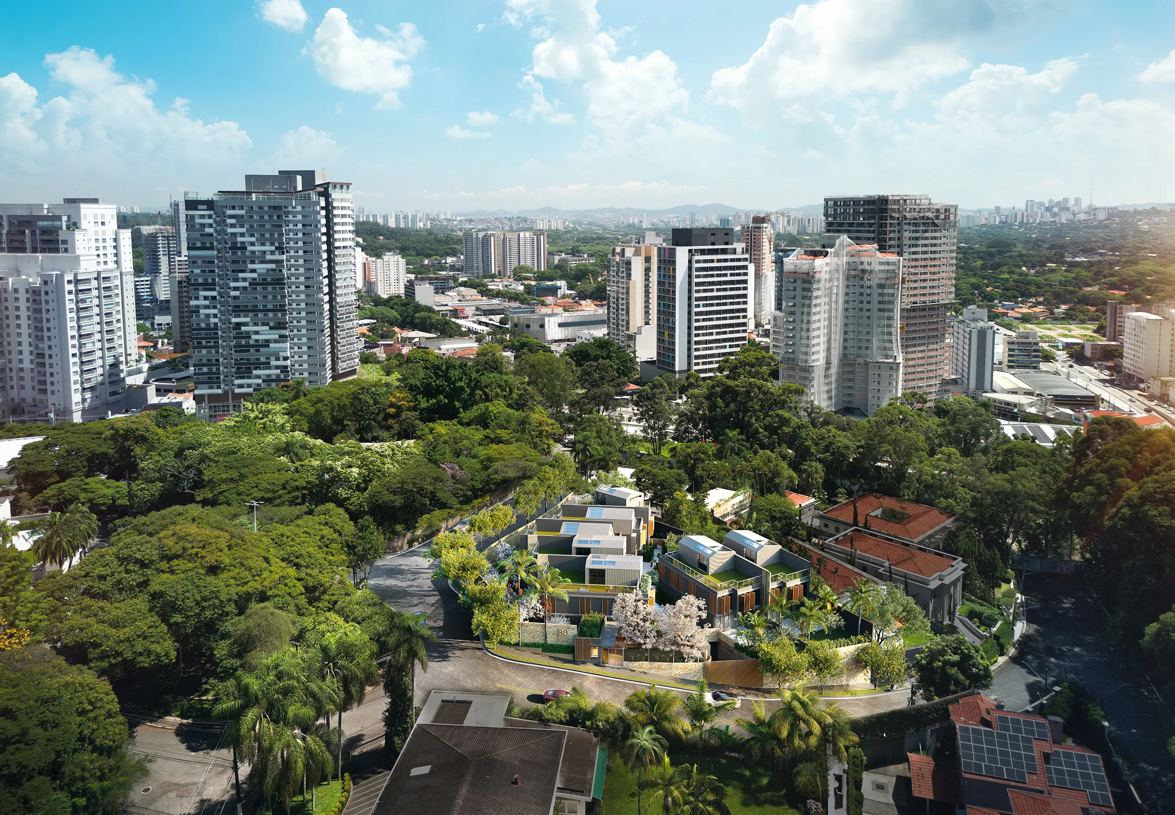 Fotomontagem aérea da região